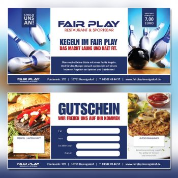 Fair Play Clubhaus Printkampagne Gutscheine