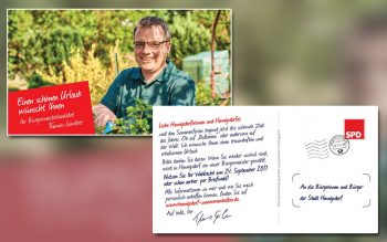 Thomas Günther Bürgermeisterkanditat Wahlkampagne Postkarte