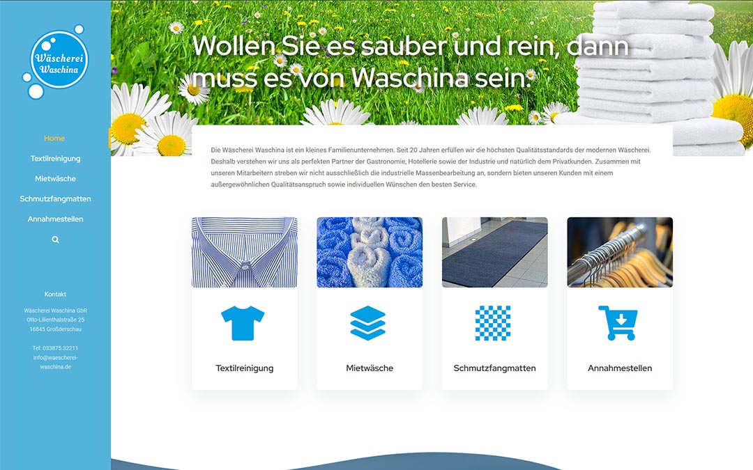 Wäscherei Waschina GbR responsive WorPress Website